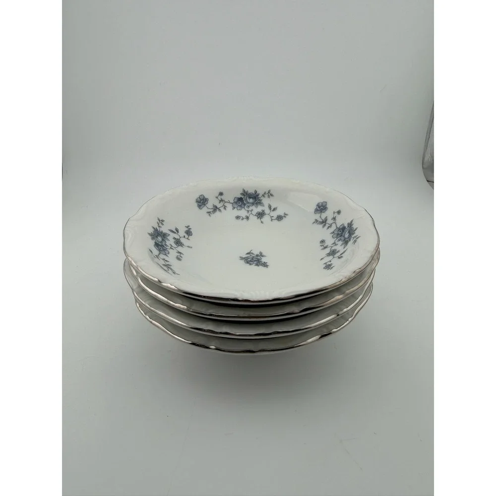 Johann Haviland Bavaria Germany Blue Rose Salad Dessert‎ Plate Set of 4